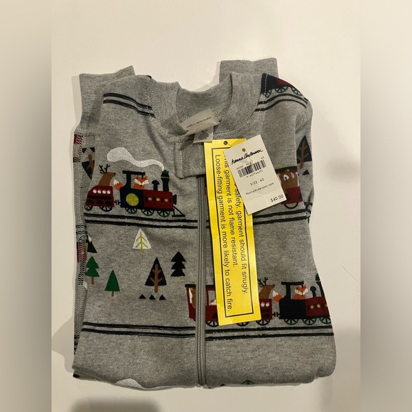 NWT - Winter - trains w/ animals - Hanna Andersson Organic pajamas - Size 3-6 m - Picture 3 of 7